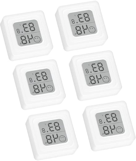 Digitale Hygrometer Thermometer - Mini LCD Meter - Binnenklimaat Monitoren - Vochtige Droge Indicator - 6 Stuks - Wit