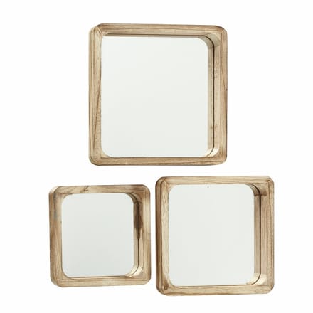Boltze - Spiegelset - Spiegel - Mambo - Vierkant - Houten frame - Set van 3