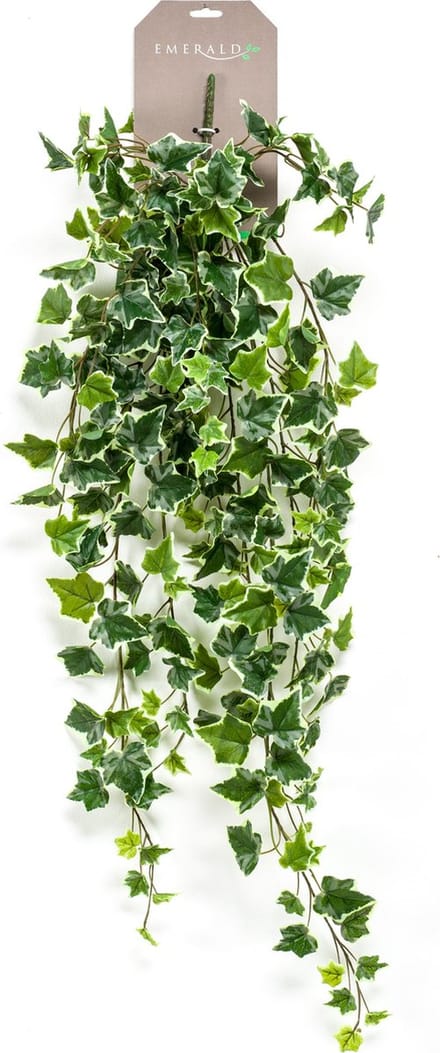 Emerald - Kunst Hangplant Ivy groen/wit 100cm - Kunstplant voor binnen