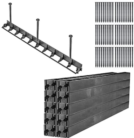 Gazonrand 58 mm - 20 stuks + 60 spijkers | Kunststof bloembedrand met kliksysteem