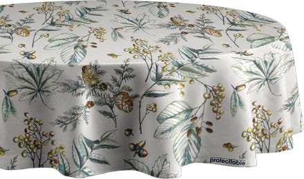 Protecttable - Rond Tafelzeil Herfst Wilde Bessen en Bladeren Ø138cm - Tafelkleed Afwasbaar - Kunststof
