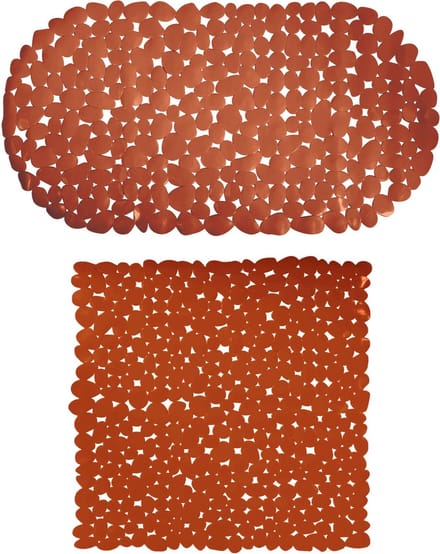 MSV Douche/bad anti-slip matten set badkamer - pvc - 2x stuks - terracotta - 2 formaten