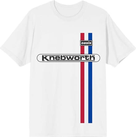 Oasis - Knebworth Vertical Stripe Heren T-shirt - S - Wit
