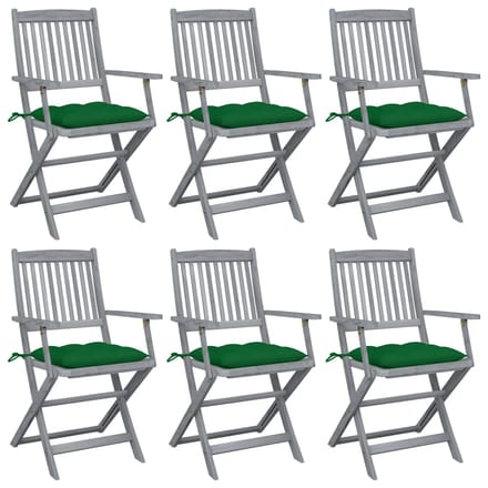 vidaXL - Inklapbare - stoelen - 6 - st - met - kussens - massief - acaciahout
