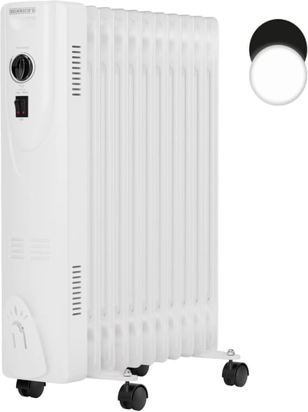 Heinrich’s HOR 8701 olieradiator - 11 ribben - 2500 W - met handdoekenhouder - wit