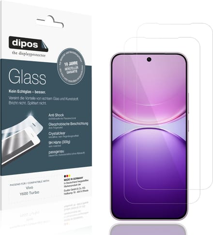 dipos – 2x Pantserfolie geschikt voor Vivo Y600 Turbo | 9H Screenprotector