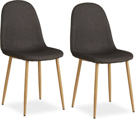 Homestyle4u Eetkamerstoelen - Set van 2 - Antraciet - Linnen