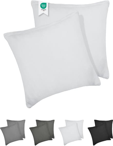 Barbons kussensloop 60x60 set van 2 - Jersey 165 g/m² kussenhoes - 100% Katoen - wit