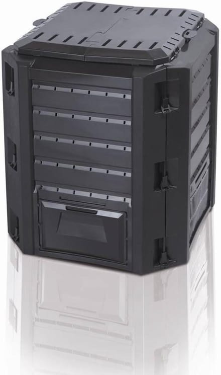 Compostbak - Composteerbak Tuin - Afval Verwerken - Twee Openingen - 380 Liter - Zwart