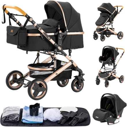 3-in-1 Kinderwagen met Hoogteverstelbaar Handvat en Schokdemping