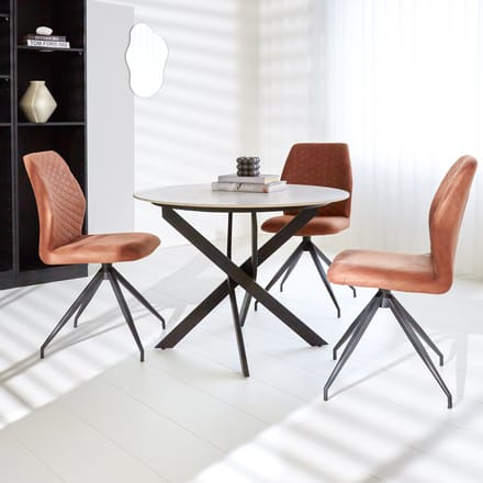 Dimehouse Eettafel Vivian marmerlook wit 100 x 100 x 76 cm - Marmer - Modern - Rond