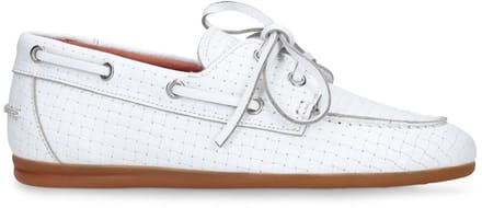 Manfield - Dames - Witte geweven boatloafers - Maat 36
