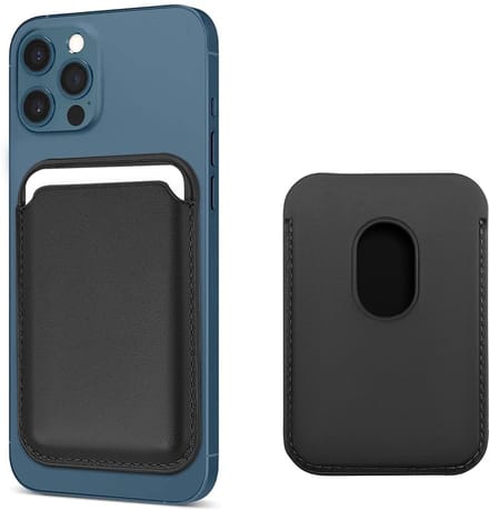 Magnetische kaarthouder Geschikt voor iPhone 12/13 serie PU leer Zwart