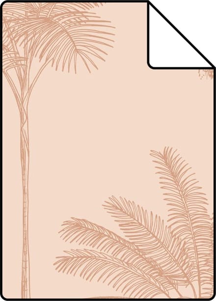 Proefstaal ESTAhome behang palmbomen terracotta roze - 26.5 x 21 cm - 139741-S