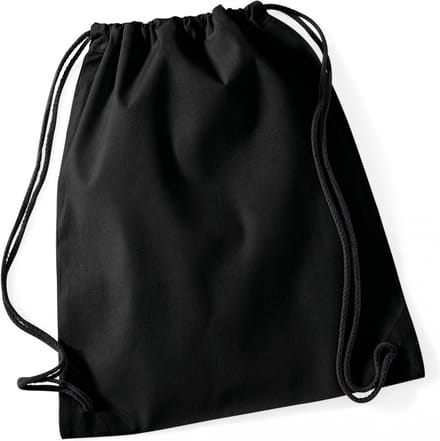 Westford Mill Cotton Gymsac WM110 - Black/Black - 37 x 46 cm
