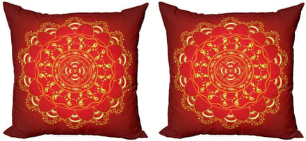 ABAKUHAUS Rode mandala kussenhoes set – 2x60x60 cm – dubbelzijdig