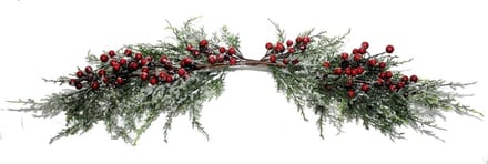 Kersttak hangend met rode bessen 86x31cm