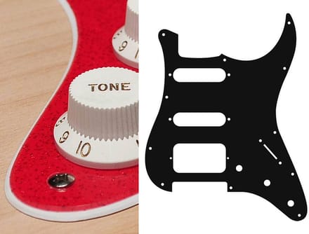 Boston ST-223-SRD pickguard, Stallion, SSH, 3 pot holes, 3-5 switch, 2 ply, sparkling red