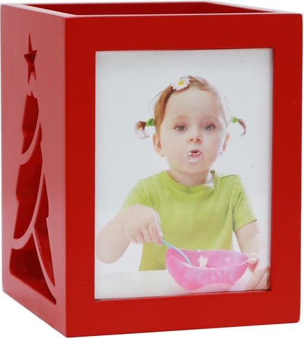 Deknudt Frames theelichthouder S67HE4 E2A - rood - kerstboom - 6x7 cm