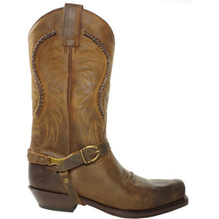 Sendra Boots 3434 Sam Bruin Dames Heren Biker Western Boots Unisex Vierkante Neus Schuine Hak Lederen Zool Siervlechtwerk Echt Leer