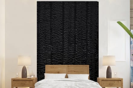 Behang - Fotobehang Zwart - Design - Structuur - Lederlook - Breedte 155 cm x hoogte 240 cm
