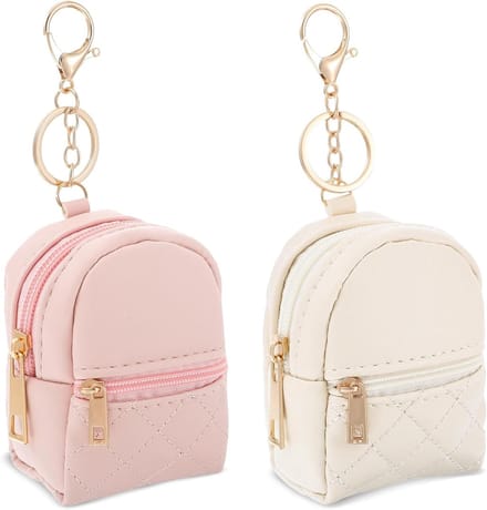 Mini Rugzak met Cosmetische Tas voor Dames - Sleutelhanger en Lippenstift Organizer