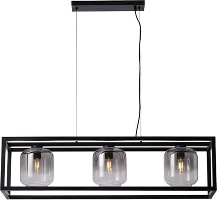 Freelight - Hanglamp Dentro 3 lichts L 110 cm rook glas zwart