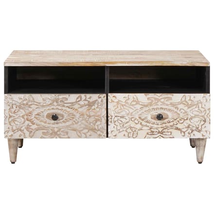 vidaXL - Salontafel - Wit - 80 - x - 54 - x - 40 - cm - Massief - Mango - Hout
