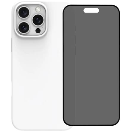 BlueBuilt Back Cover iPhone 16 Pro Max Wit + Privacy Filter Screenprotector Glas