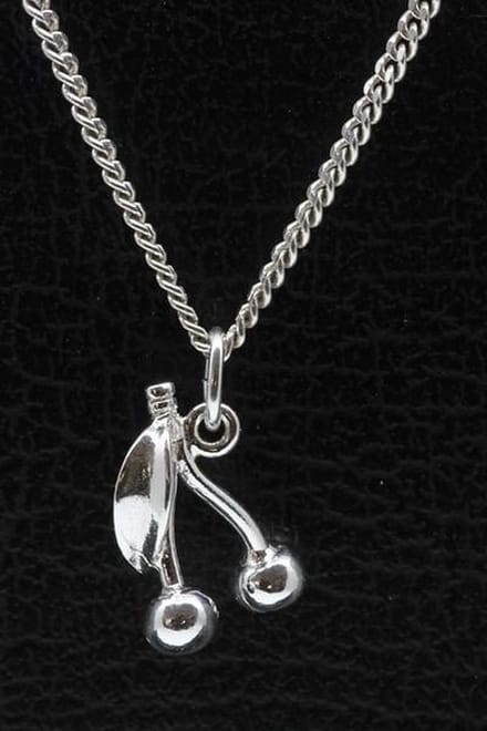 Zilveren Kersen klein ketting hanger