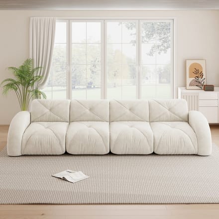 MODFU Modulair Bankstel - Frameloos - Flexibel - Woonkamer - Chenille - Wit