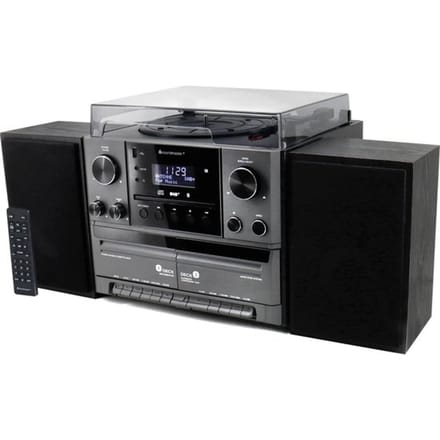 Soundmaster MCD5600SW - muziekcenter met platenspeler, bluetooth, CD, dubbel Cassette deck, encoding USB en DAB+, zwart