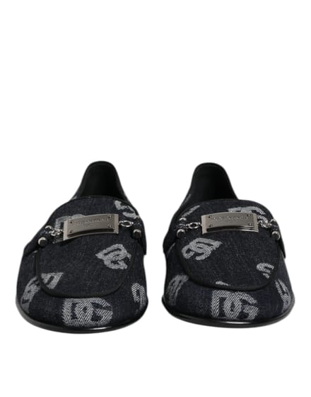 Dolce & Gabbana Blauwe Logo Katoenen Instappers Formele Schoenen