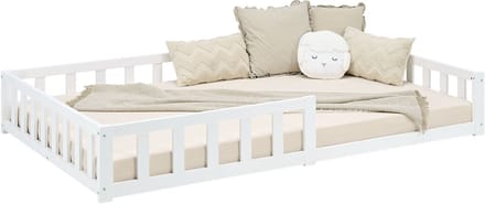 Homestyle4u Kinderbed 120x200 cm - Vloerbed met valbeveiliging - Wit