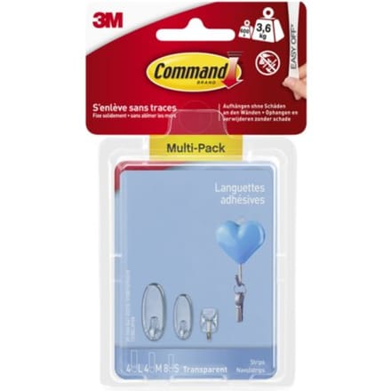 Command™ Strips, 17200CLR, transparant, 8 kleine + 4 middelgrote + 4 grote strips