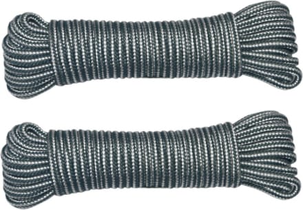 AMIG Paracord touw - 2x - 20 meter - D4mm - 100kg - PP/PE - legergroen/wit