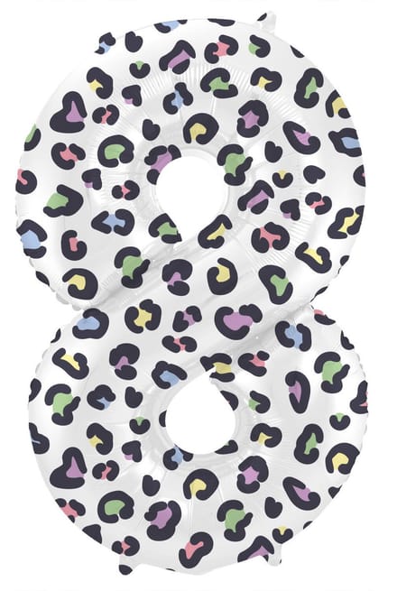 Folieballon Cijfer 8 Bright Panther - 86 cm