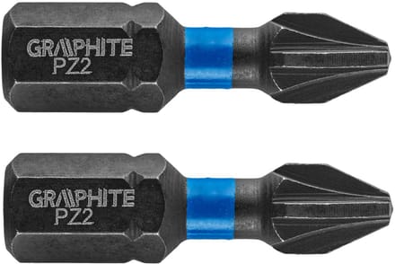 Graphite - PZ2 Impact Bit - 25mm - Staal S2 - 2 Stuks