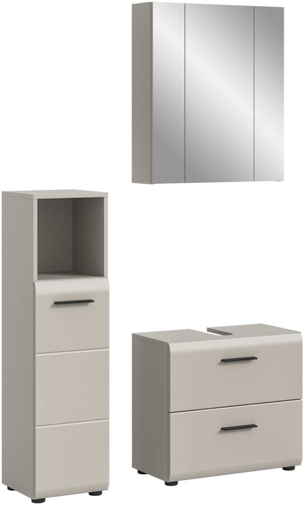 Badcombinatie Kasjmier - Moderne Hoge Kast met Spiegel - 105x185x30 cm