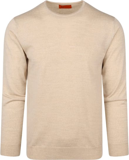 Suitable Merino Pullover O Beige - Maat XXL - Heren - Sweater