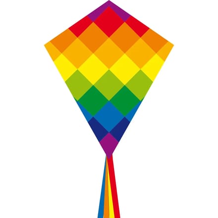 HQ kindervlieger Eddy Rainbow Patchwork 58 X 70 cm - Eenlijns vlieger voor kinderen vanaf 5 jaar
