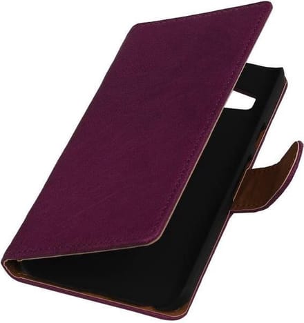 Paars echt leer lederen bookcase case Telefoonhoesje voor de LG G2 Mini