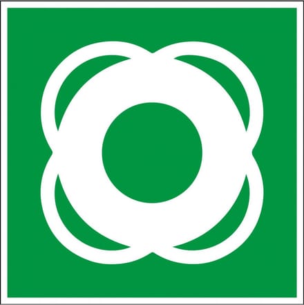 Reddingsboei bord - kunststof - E040 100 x 100 mm