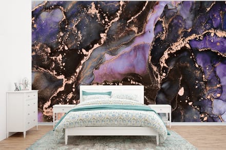 Behang - Fotobehang Marmer - Goud - Roze - Breedte 295 cm x hoogte 220 cm
