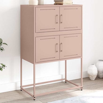 vidaXL - Dressoir - 68,5x38,5x107 - cm - staal - roze