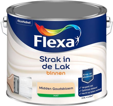 Flexa - Strak In De Lak Binnenlak Mat - Midden Goudsbloem - Mengverf - 2,5 L