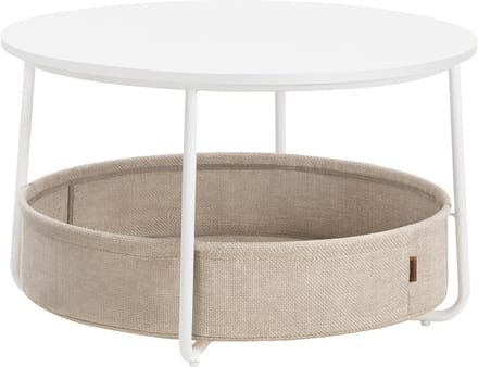 MAZAZU - Salontafel - Met mand - Rond - Wit - 75x45