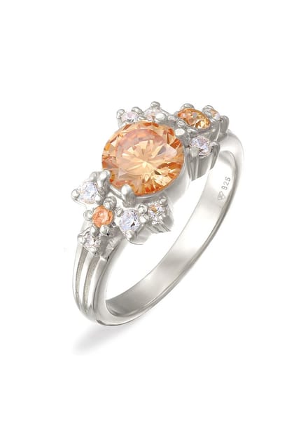 Elli PREMIUM - Ring - Elli PREMIUM Ring Dames Cocktail Statement met Zirkonia in 925 sterling zilver verguld - Dames