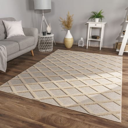 Woonkamertapijt eetkamer kortpolig Scandinavisch 160 x 220 cm Rechthoek 160 x 220 cm Rechthoek beige
