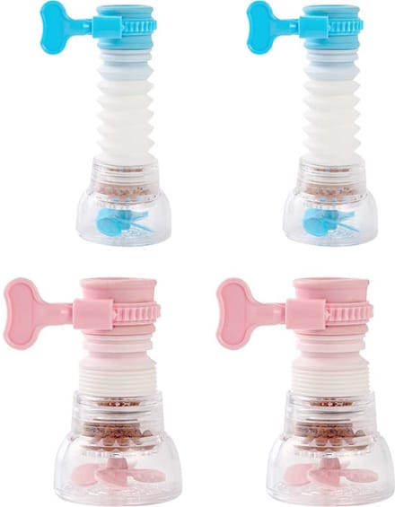 4 Pack Mini Kraan Waterfilter met 360° Draaifunctie voor Keuken en Badkamer